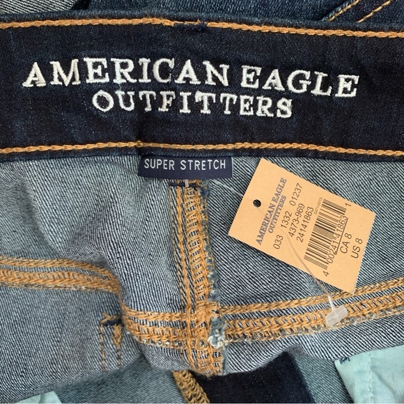 American Eagle MIDI Shorts Womens 8 Blue Dark Wash Super Stretch New - Picture 5 of 6